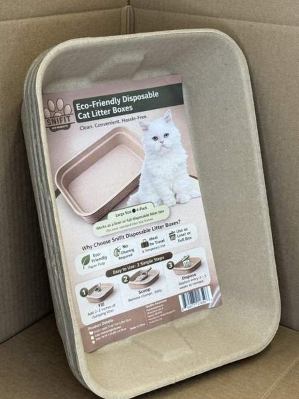 Disposable Cat Litter Box Large (16.14 x 12.20 x 3.74 in) 4-Pack